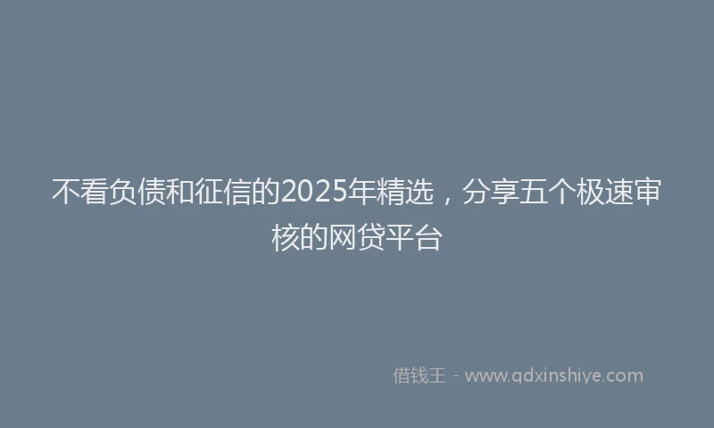 不看负债和征信的2025年精选，分享五个极速审核的网贷平台