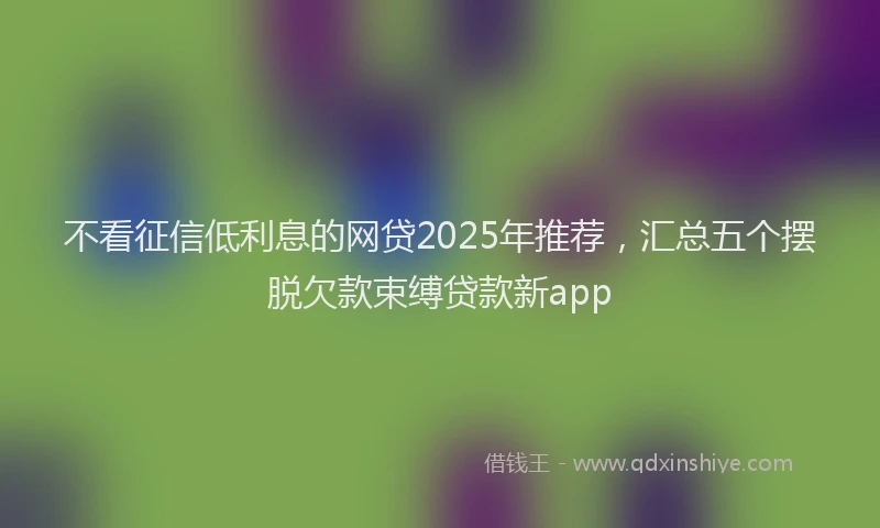 不看征信低利息的网贷2025年推荐，汇总五个摆脱欠款束缚贷款新app