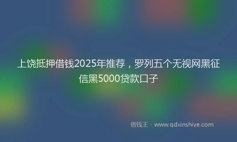 上饶抵押借钱2025年推荐，罗列五个无视网黑征信黑5000贷款口子
