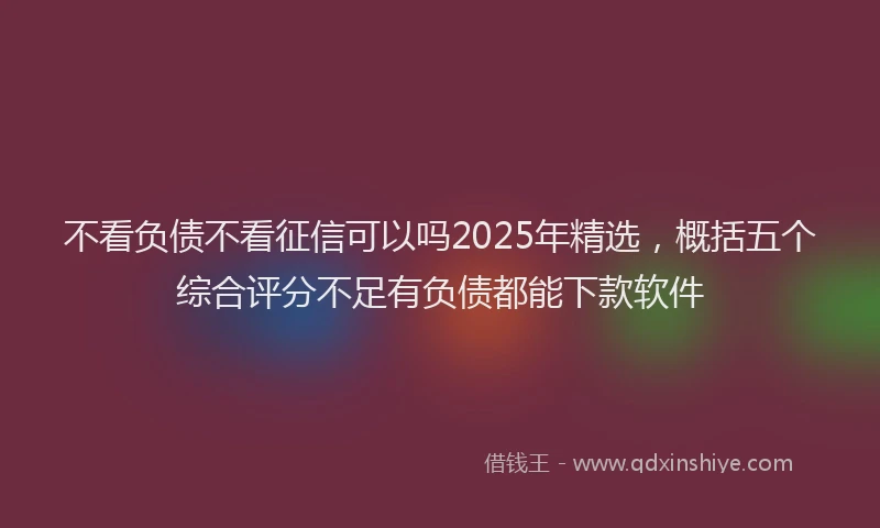 不看负债不看征信可以吗2025年精选，概括五个综合评分不足有负债都能下款软件