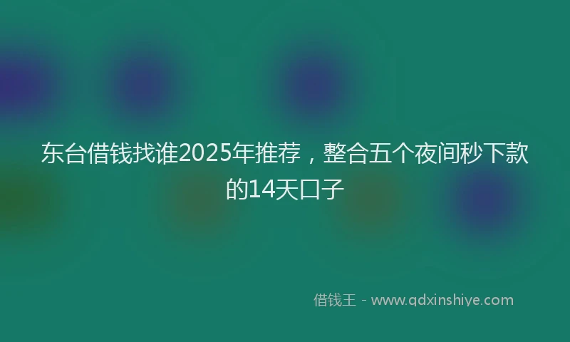 东台借钱找谁2025年推荐，整合五个夜间秒下款的14天口子
