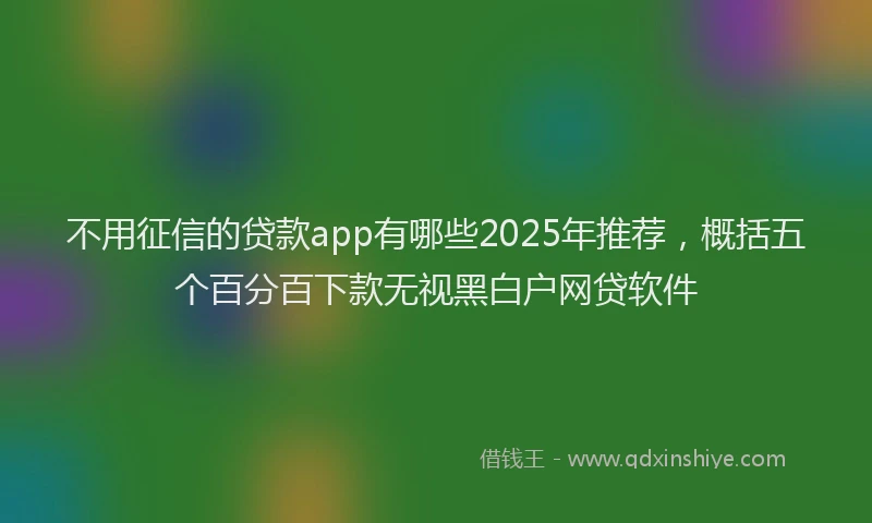 不用征信的贷款app有哪些2025年推荐，概括五个百分百下款无视黑白户网贷软件