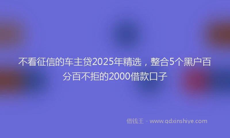 不看征信的车主贷2025年精选，整合5个黑户百分百不拒的2000借款口子