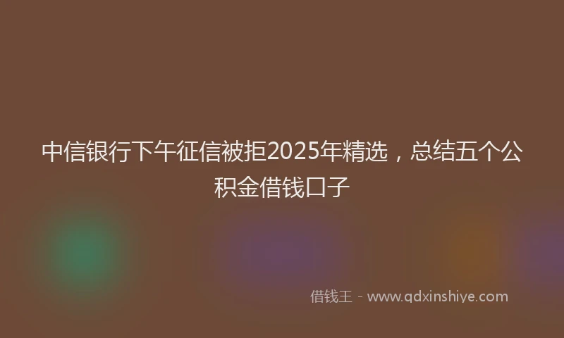 中信银行下午征信被拒2025年精选，总结五个公积金借钱口子