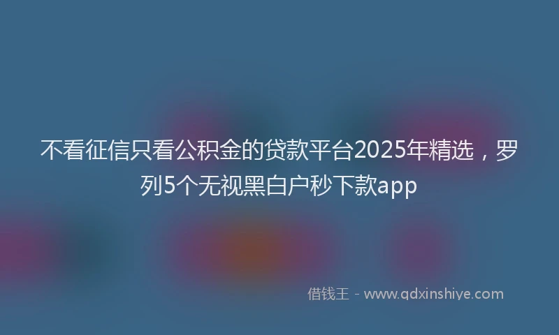 不看征信只看公积金的贷款平台2025年精选，罗列5个无视黑白户秒下款app