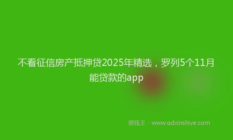 不看征信房产抵押贷2025年精选，罗列5个11月能贷款的app
