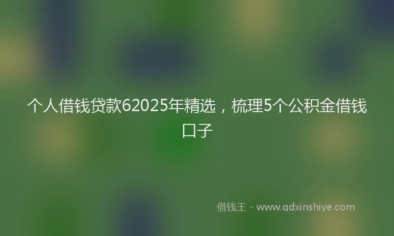 个人借钱贷款62025年精选，梳理5个公积金借钱口子