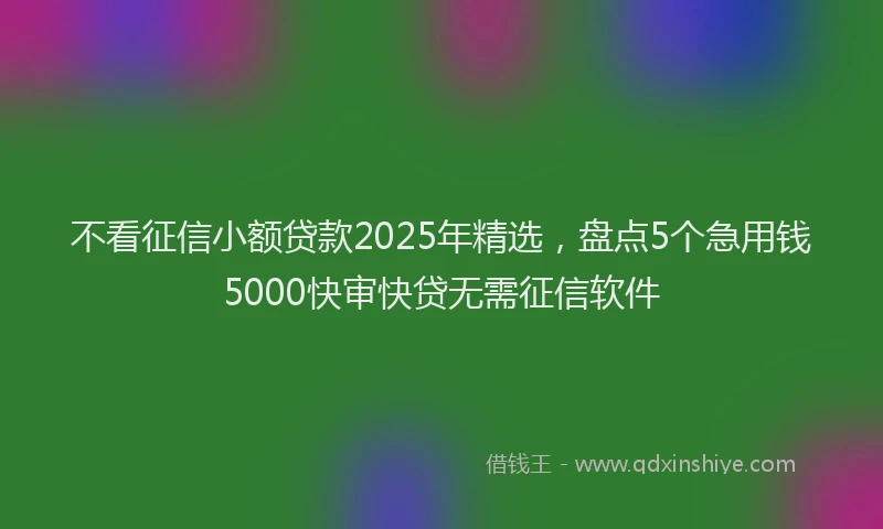 不看征信小额贷款2025年精选，盘点5个急用钱5000快审快贷无需征信软件
