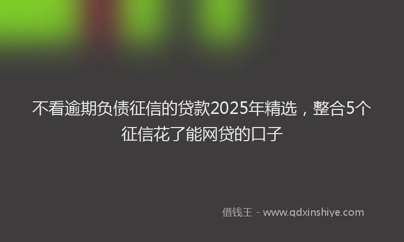 不看逾期负债征信的贷款2025年精选，整合5个征信花了能网贷的口子