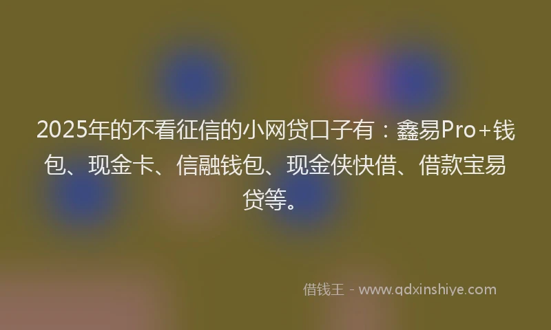 2025年的不看征信的小网贷口子有：鑫易Pro+钱包、现金卡、信融钱包、现金侠快借、借款宝易贷等。