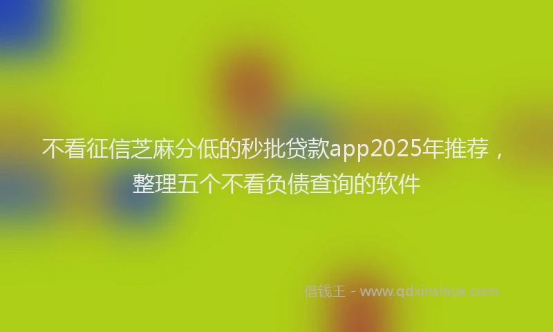 不看征信芝麻分低的秒批贷款app2025年推荐，整理五个不看负债查询的软件