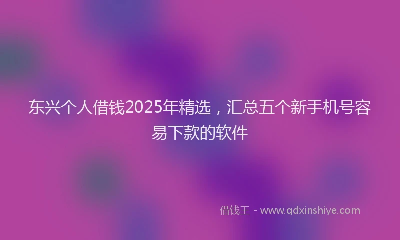 东兴个人借钱2025年精选，汇总五个新手机号容易下款的软件