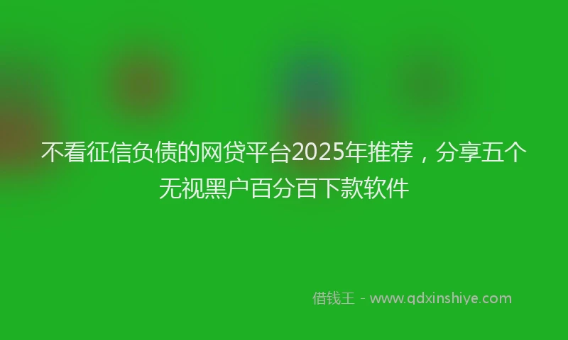 不看征信负债的网贷平台2025年推荐，分享五个无视黑户百分百下款软件