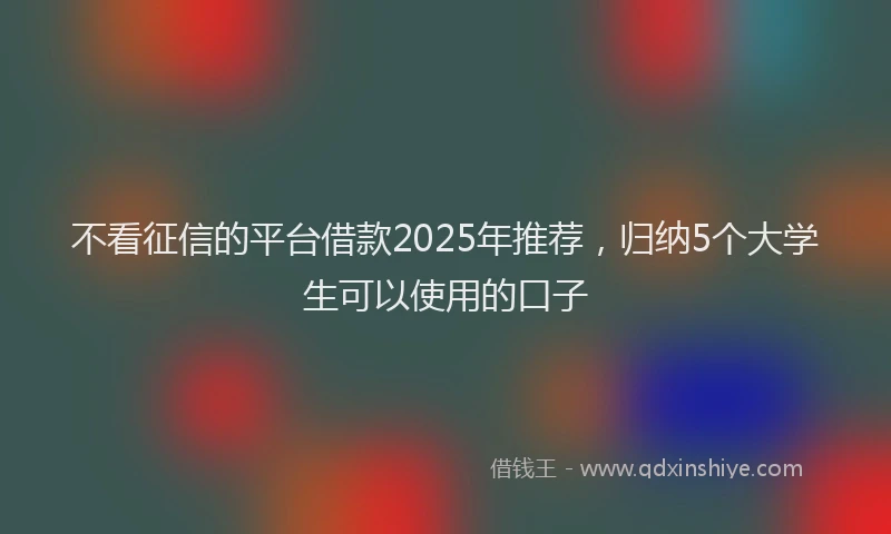 不看征信的平台借款2025年推荐，归纳5个大学生可以使用的口子