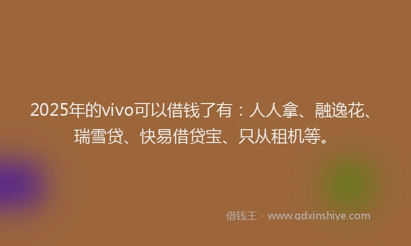 2025年的vivo可以借钱了有：人人拿、融逸花、瑞雪贷、快易借贷宝、只从租机等。