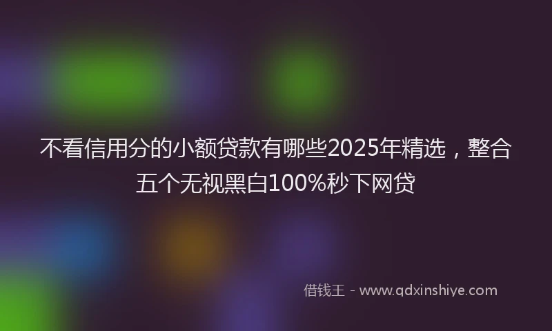 不看信用分的小额贷款有哪些2025年精选，整合五个无视黑白100%秒下网贷