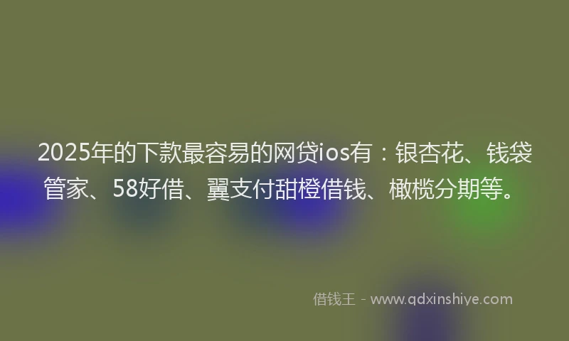 2025年的下款最容易的网贷ios有：银杏花、钱袋管家、58好借、翼支付甜橙借钱、橄榄分期等。