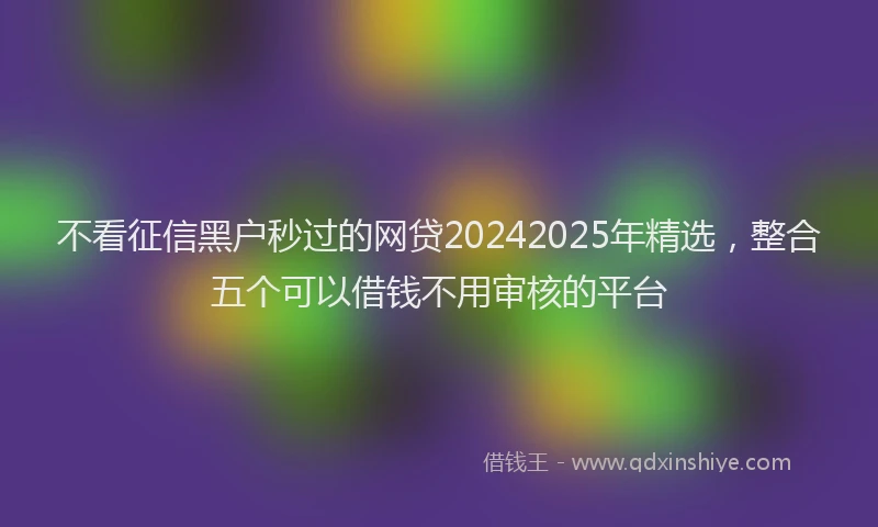 不看征信黑户秒过的网贷20242025年精选，整合五个可以借钱不用审核的平台