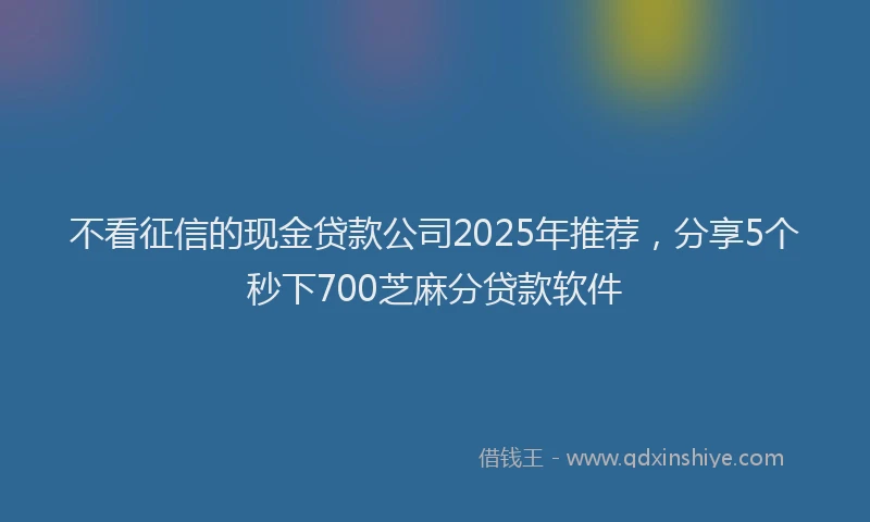 不看征信的现金贷款公司2025年推荐，分享5个秒下700芝麻分贷款软件