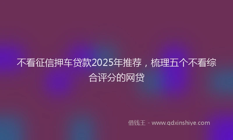 不看征信押车贷款2025年推荐，梳理五个不看综合评分的网贷