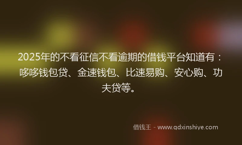 2025年的不看征信不看逾期的借钱平台知道有：哆哆钱包贷、金速钱包、比速易购、安心购、功夫贷等。