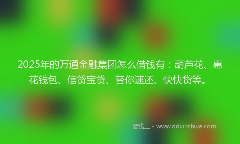 2025年的万通金融集团怎么借钱有：葫芦花、惠花钱包、信贷宝贷、替你速还、快快贷等。