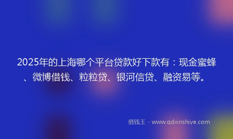 2025年的上海哪个平台贷款好下款有：现金蜜蜂、微博借钱、粒粒贷、银河信贷、融资易等。