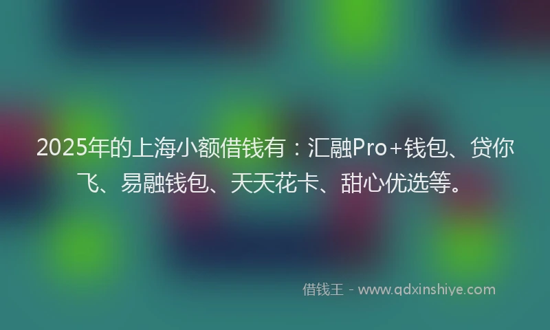 2025年的上海小额借钱有：汇融Pro+钱包、贷你飞、易融钱包、天天花卡、甜心优选等。