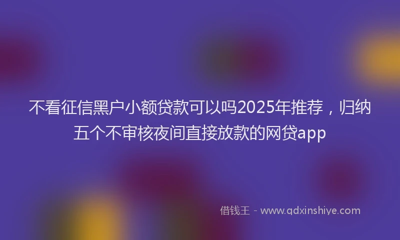 不看征信黑户小额贷款可以吗2025年推荐，归纳五个不审核夜间直接放款的网贷app