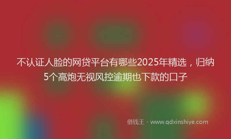 不认证人脸的网贷平台有哪些2025年精选，归纳5个高炮无视风控逾期也下款的口子