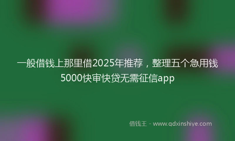 一般借钱上那里借2025年推荐，整理五个急用钱5000快审快贷无需征信app