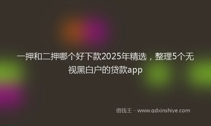 一押和二押哪个好下款2025年精选，整理5个无视黑白户的贷款app