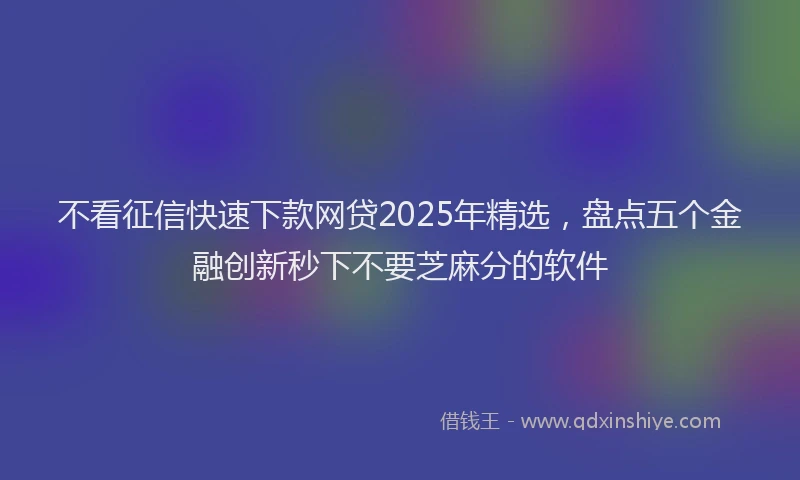 不看征信快速下款网贷2025年精选，盘点五个金融创新秒下不要芝麻分的软件