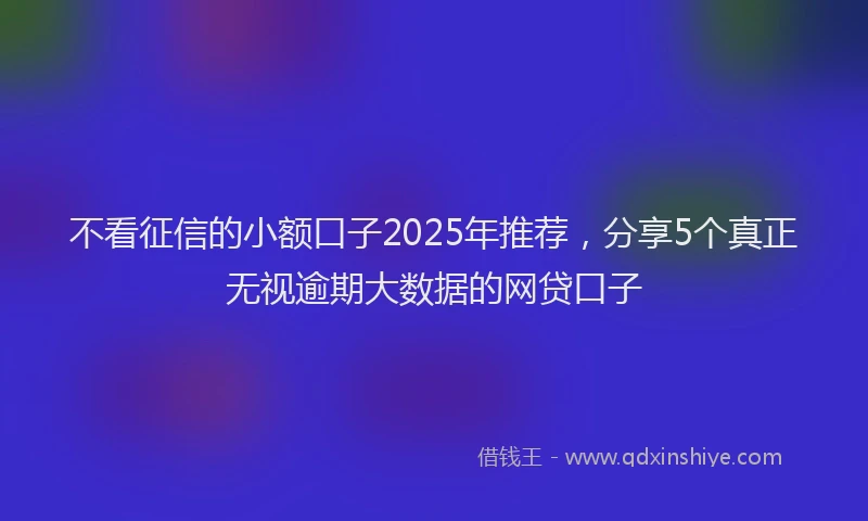 不看征信的小额口子2025年推荐，分享5个真正无视逾期大数据的网贷口子