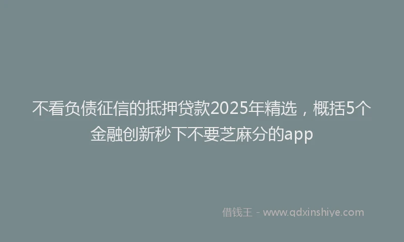 不看负债征信的抵押贷款2025年精选，概括5个金融创新秒下不要芝麻分的app