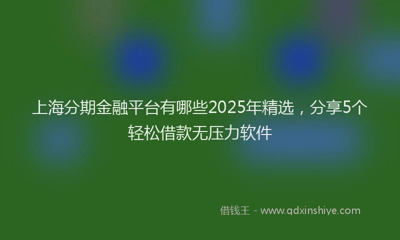 上海分期金融平台有哪些2025年精选，分享5个轻松借款无压力软件