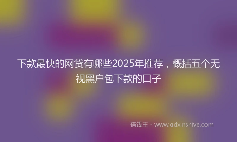 下款最快的网贷有哪些2025年推荐，概括五个无视黑户包下款的口子