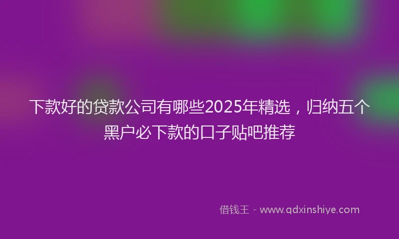 下款好的贷款公司有哪些2025年精选，归纳五个黑户必下款的口子贴吧推荐