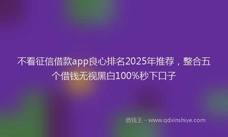 不看征信借款app良心排名2025年推荐，整合五个借钱无视黑白100%秒下口子