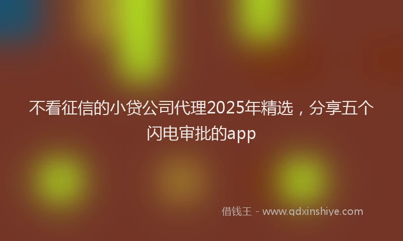 不看征信的小贷公司代理2025年精选，分享五个闪电审批的app
