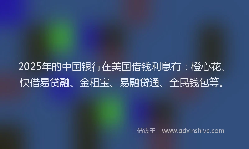 2025年的中国银行在美国借钱利息有：橙心花、快借易贷融、金租宝、易融贷通、全民钱包等。