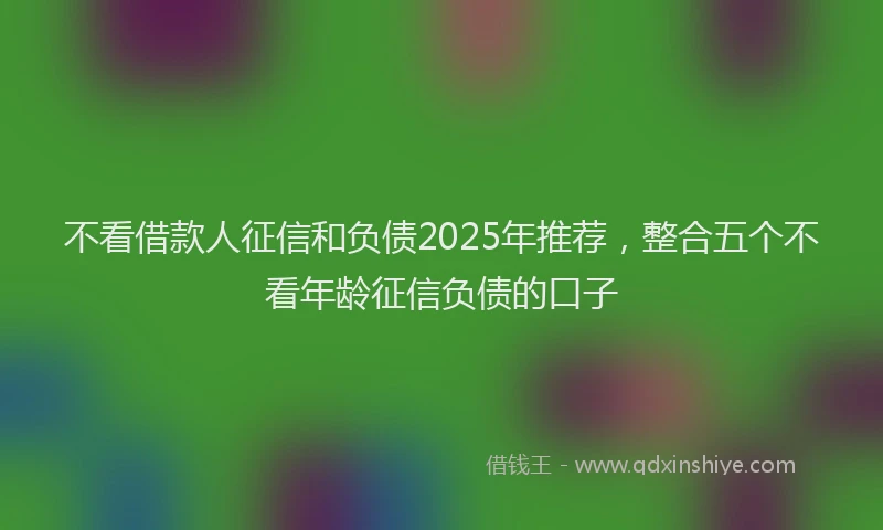 不看借款人征信和负债2025年推荐，整合五个不看年龄征信负债的口子