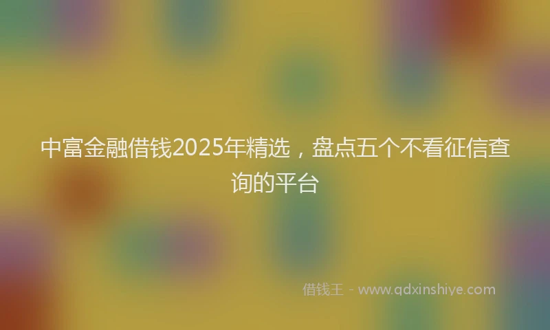 中富金融借钱2025年精选，盘点五个不看征信查询的平台