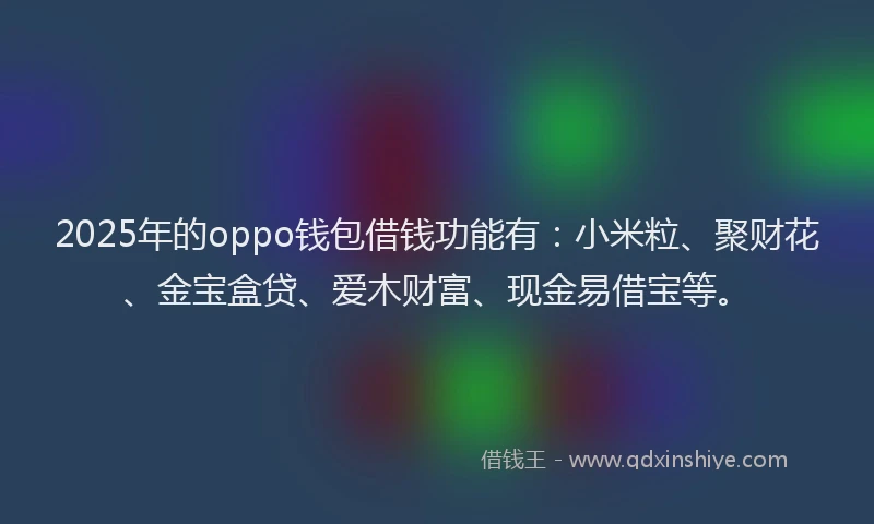 2025年的oppo钱包借钱功能有：小米粒、聚财花、金宝盒贷、爱木财富、现金易借宝等。