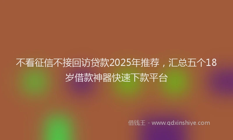 不看征信不接回访贷款2025年推荐，汇总五个18岁借款神器快速下款平台