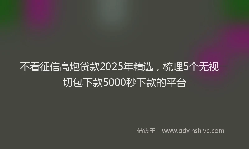 不看征信高炮贷款2025年精选，梳理5个无视一切包下款5000秒下款的平台