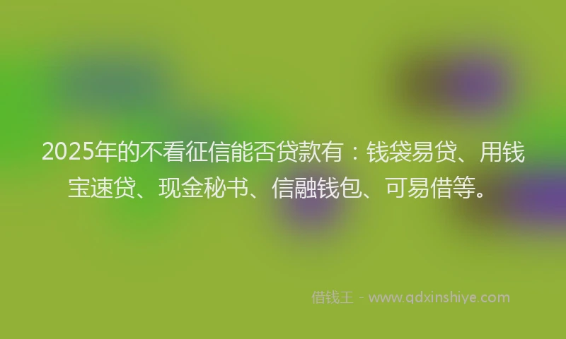 2025年的不看征信能否贷款有：钱袋易贷、用钱宝速贷、现金秘书、信融钱包、可易借等。