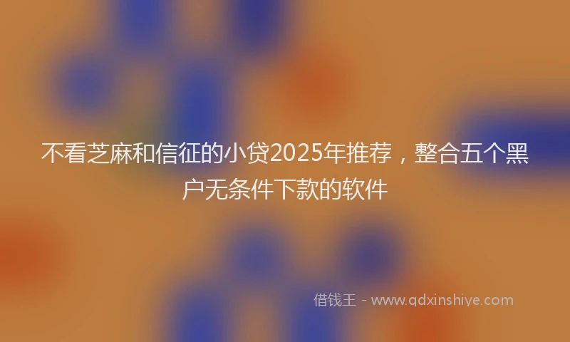 不看芝麻和信征的小贷2025年推荐，整合五个黑户无条件下款的软件