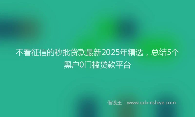 不看征信的秒批贷款最新2025年精选，总结5个黑户0门槛贷款平台
