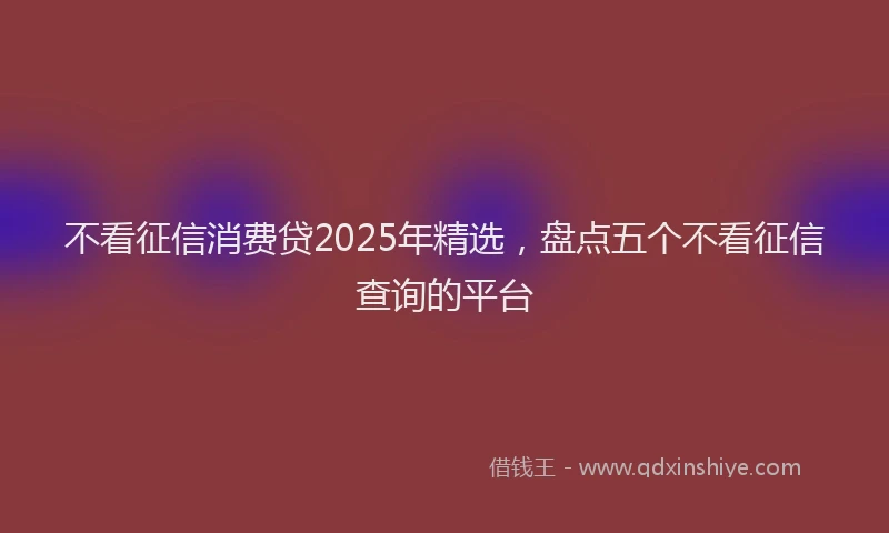 不看征信消费贷2025年精选，盘点五个不看征信查询的平台